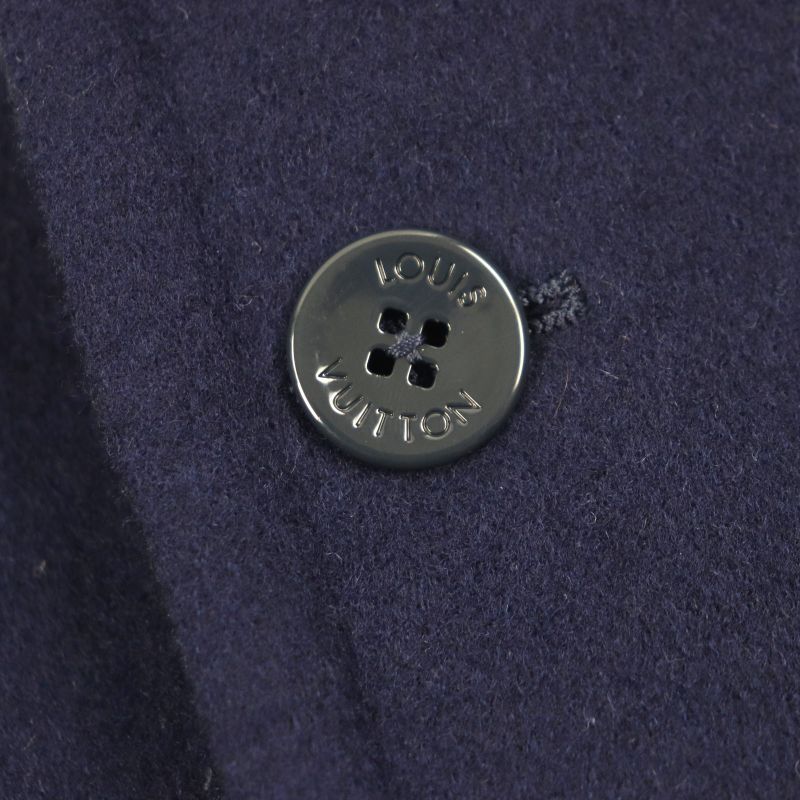 Louis Vuitton Wool Silk Logoed Buttons Lining Monogram Camouflage Navy Blue