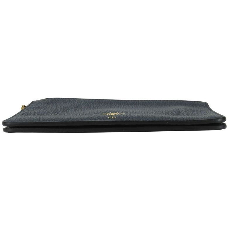 Christian Dior Pouch Bee Leather Navy Gold Hardware Multi Case Clutch Women