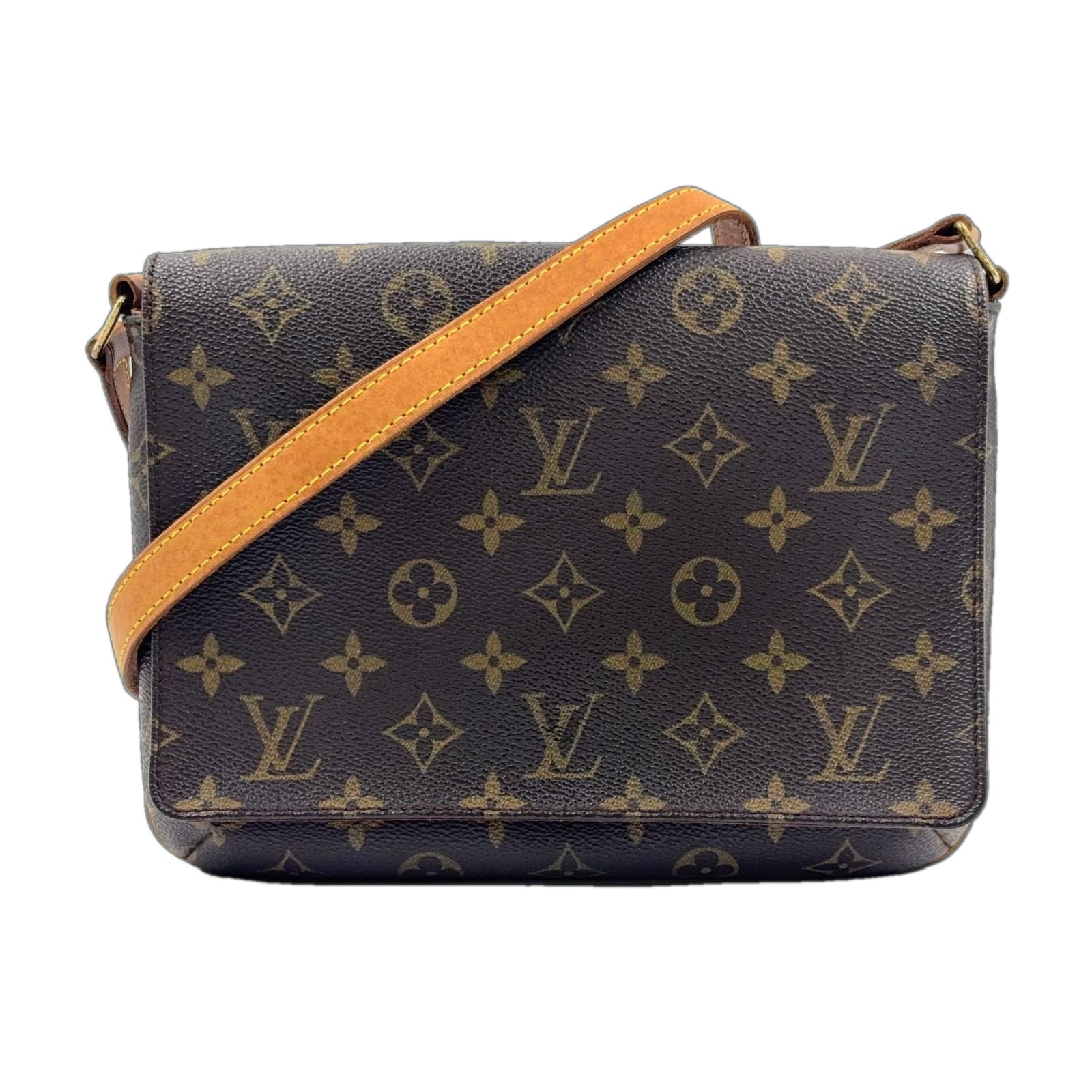 Louis Vuitton Musette Tango Short Strap Monogram Leather Brown Shoulder Bag Gold
