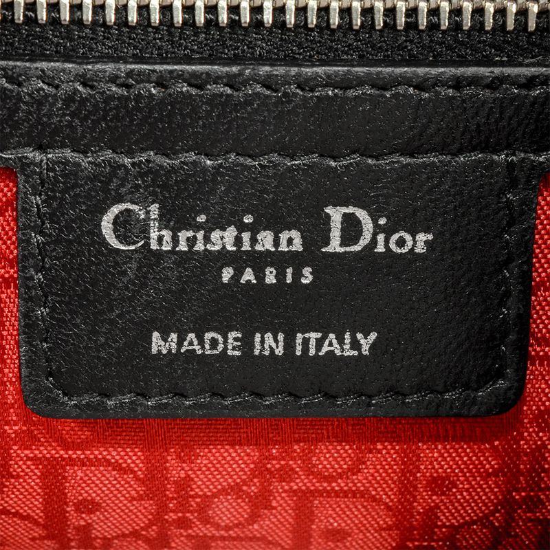 Dior Lady Dior Cannage Handbag Lambskin Black Silver Hardware