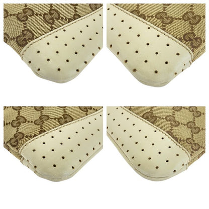 Gucci Brown Ivory Silver Hardware GG Canvas/leather 147671 Shoulder Bag