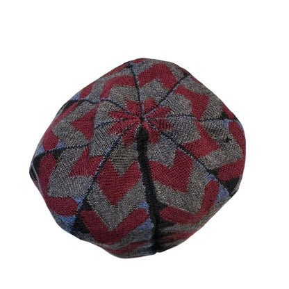Louis Vuitton Geometric Pattern Knit Cap Men's Navy And Bordeaux -