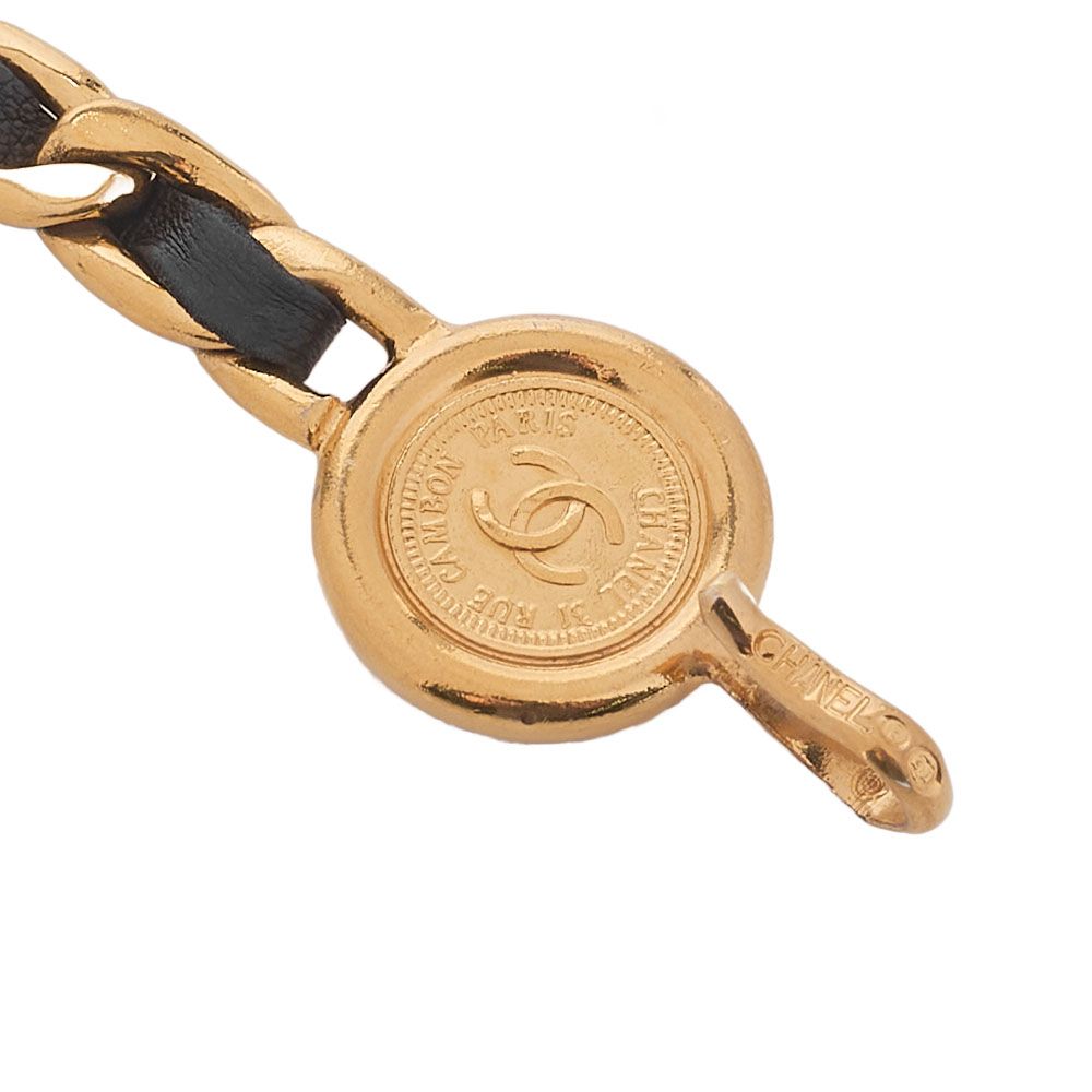 Chanel Coco Mark Chain Belt GP X Leather Black X Gold (gold Plated) Earring