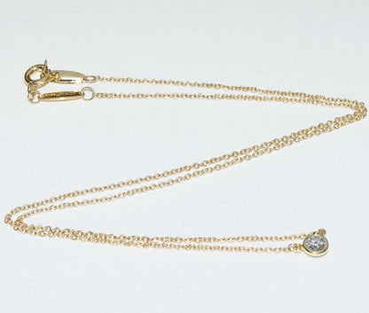 Tiffany & Co Pendant Necklace 18K Yellow Gold Diamond 1P (012ct) Elsa Peretti