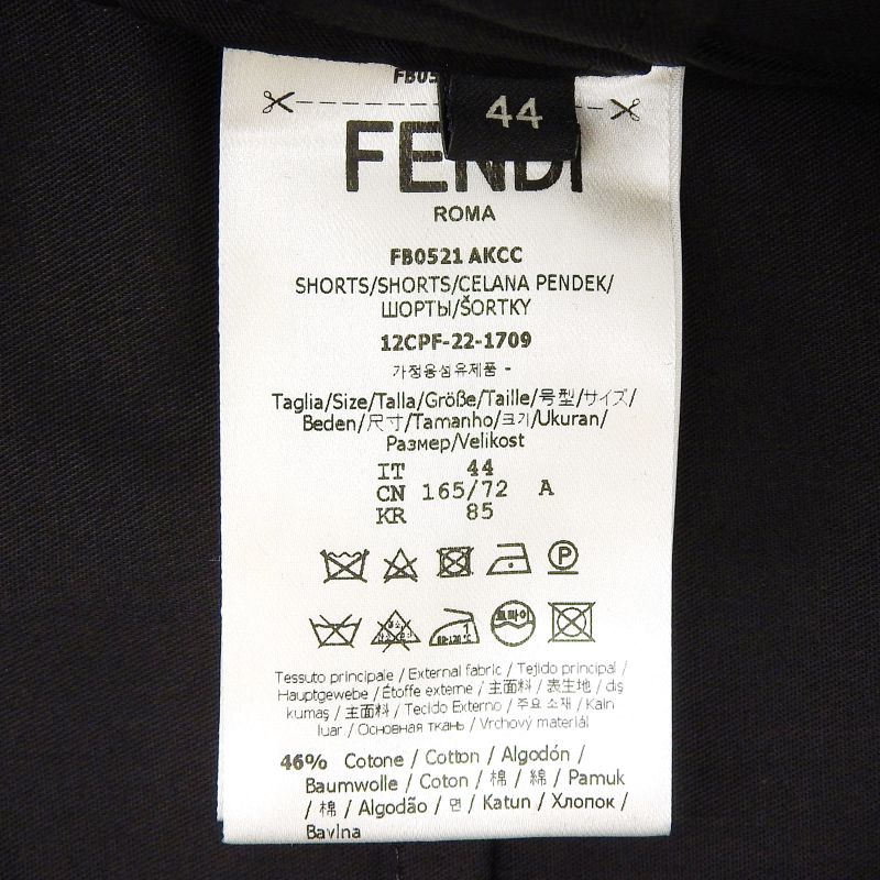 Fendi 2022 Fb0521 FF Logo Embroidered Shadow Stripe Shorts Black 44 Made In