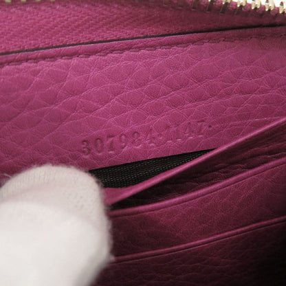 Gucci Bamboo 307984 Leather Magenta Round Zipper Long Wallet 1329 Gucci