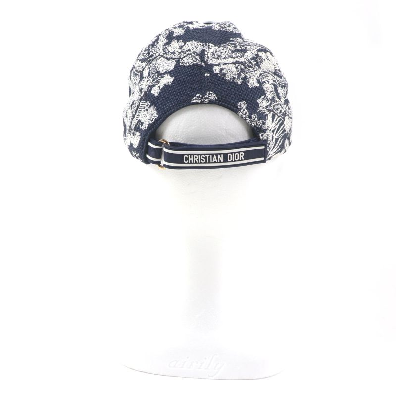  Christian DIOR 24tjv922x134 Toile Du Jouy D-player Hat White Navy 59 Made In
