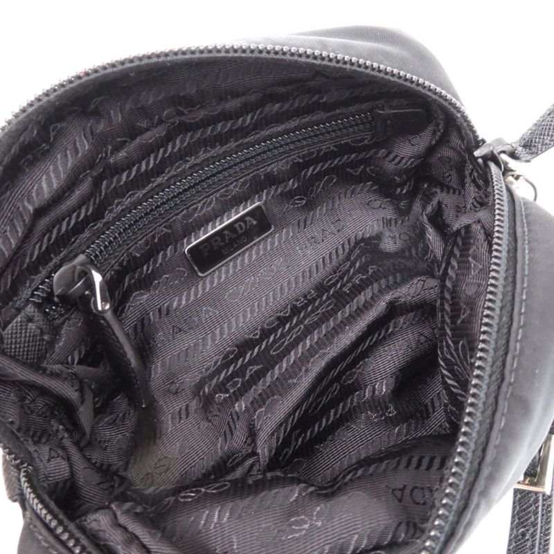 Prada 1ne175 Nylon With Strap Silver Hardware Black Pouch 0351 Prada