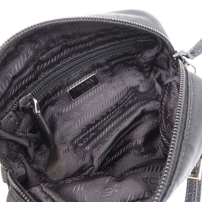 Prada 1ne175 Nylon With Strap Silver Hardware Black Pouch 0351 Prada