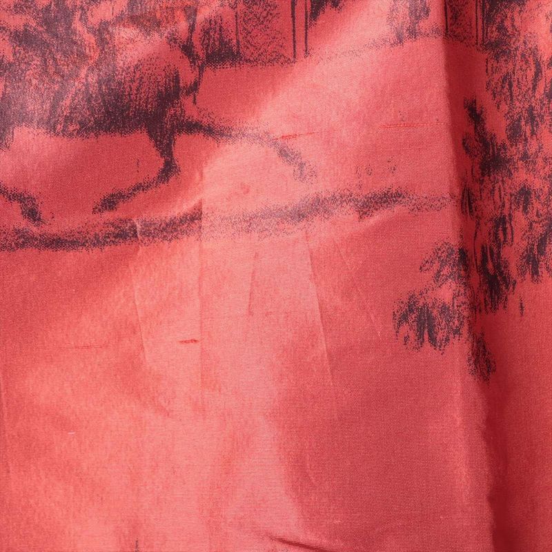 Hermes Silk Flared Skirt Women's 34 Horse Motif Horse Pattern Red Made In France