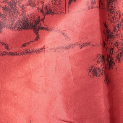 Hermes Silk Flared Skirt Women's 34 Horse Motif Horse Pattern Red Made In France