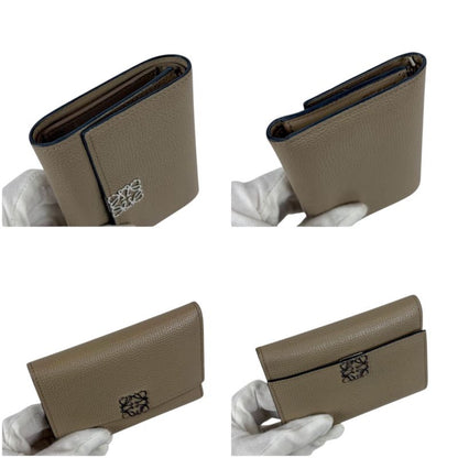 Loewe Anagram Trifold Wallet Pebble Grain Calf Sand Beige