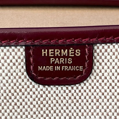 Hermes Shoulder Bag Toile Ashe Canvas Leather Beige