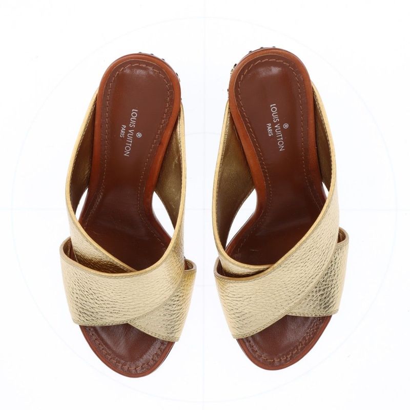 Louis Vuitton '18 Studded Leather Sandals Women's 36 Sc0138 Gold Made In Italy