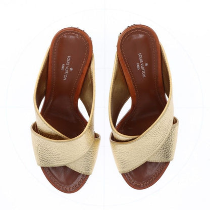 Louis Vuitton '18 Studded Leather Sandals Women's 36 Sc0138 Gold Made In Italy