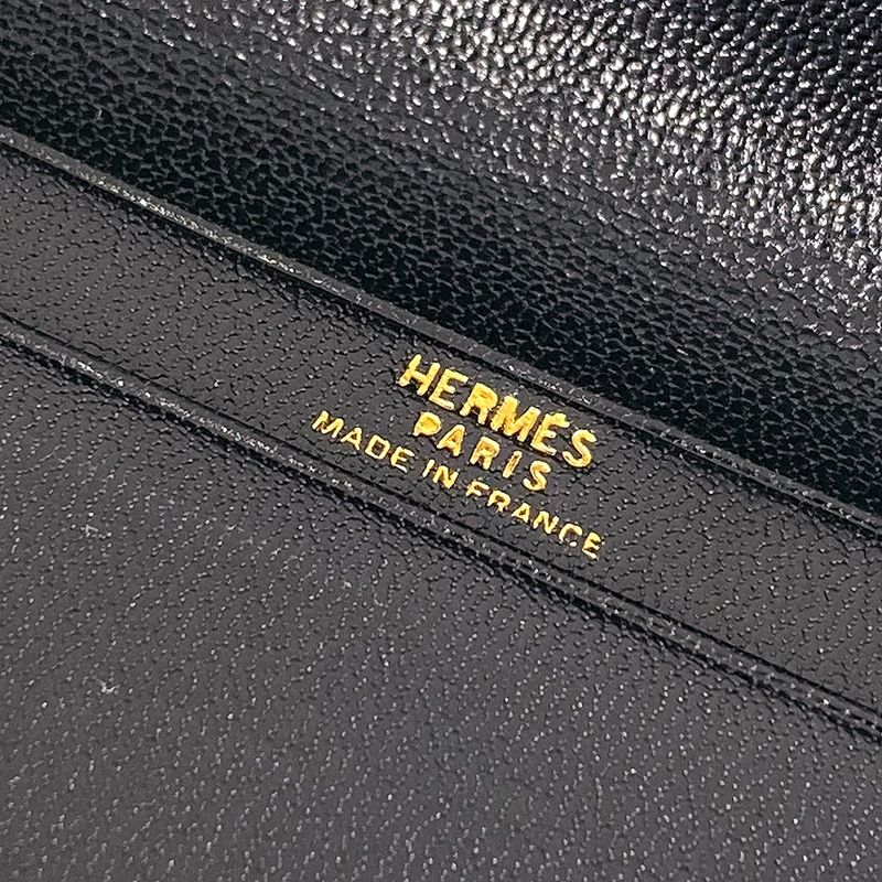 Hermes Bifold Billfold Black Wallet