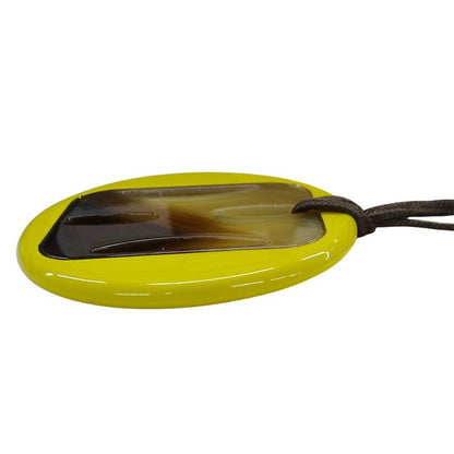 Hermes Necklace Tonkin Buffalo Horn Women's Branded Pendant Lacquer Yellow