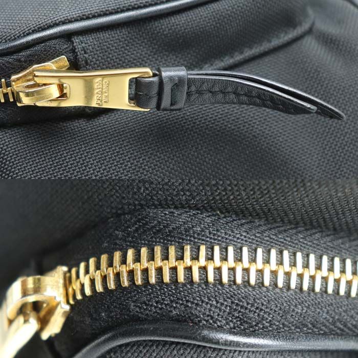 Prada Logo Jacquard Ribbon 2way Shoulder Bag Black 1bh038 Ladies Preowned