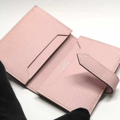 Hermes Bearn Card Case V-epson Mauvepere Silver-hardware Leather