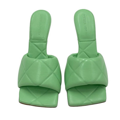 Bottega Veneta Lido Sandals Shoes Leather Light Green Mules Intrecciato