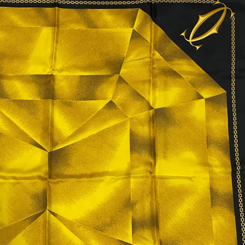 Cartier Scarf Bandana With Diamond Jewelry Pattern Silk Gold And Black