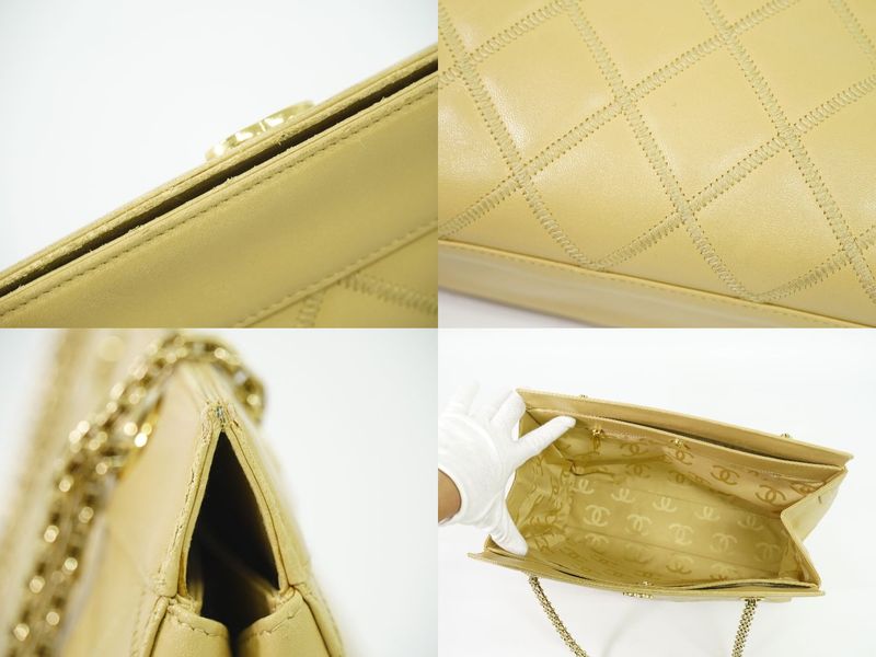 Authentic Chanel Coco Mark Chain Shoulder Bag Tote Leather Beige Coco Mark Bag