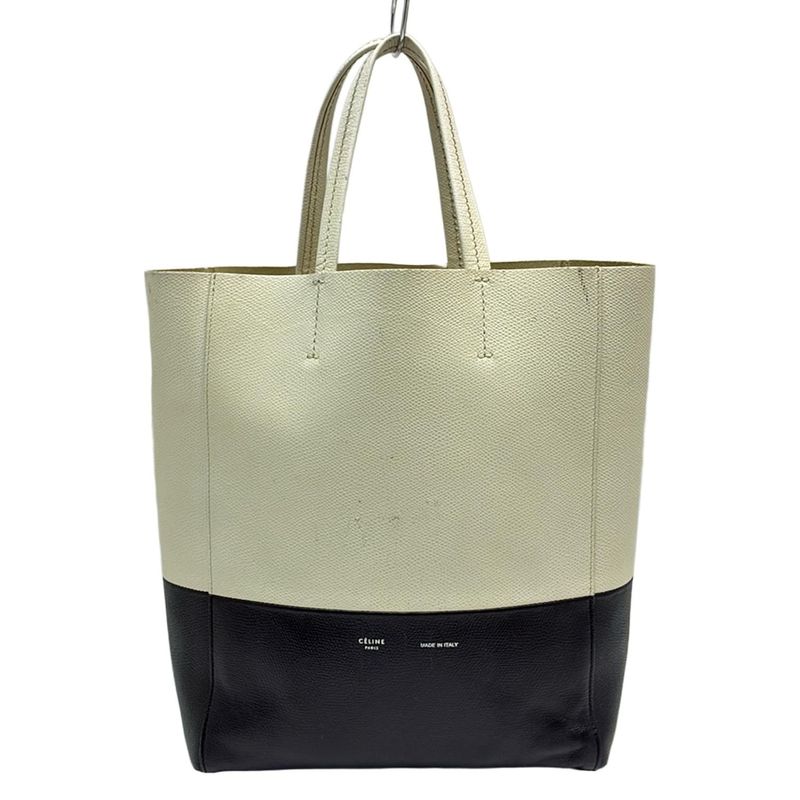 Celine Tote Bag Vertical Cabas Small 176163xbb01cr White And Black Leather