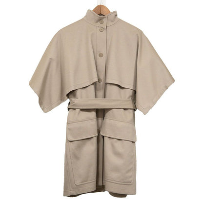 Hermes Cashmere Cape Coat Gilet 38 Beige Poncho