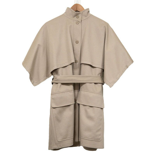 Hermes Cashmere Cape Coat Gilet 38 Beige Poncho