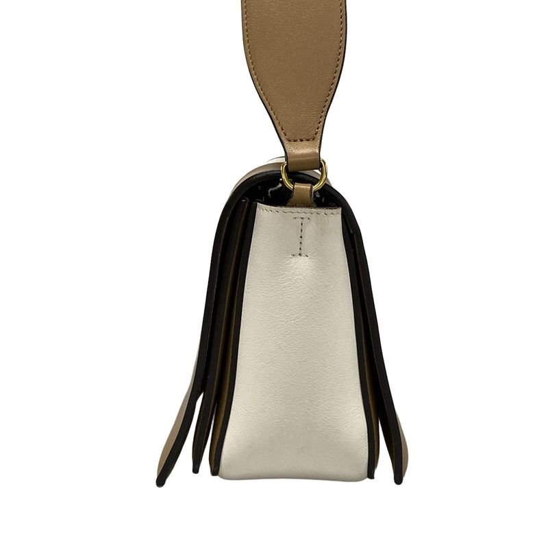 Celine Shoulder Bag Frame Medium Beige And Brown Leather