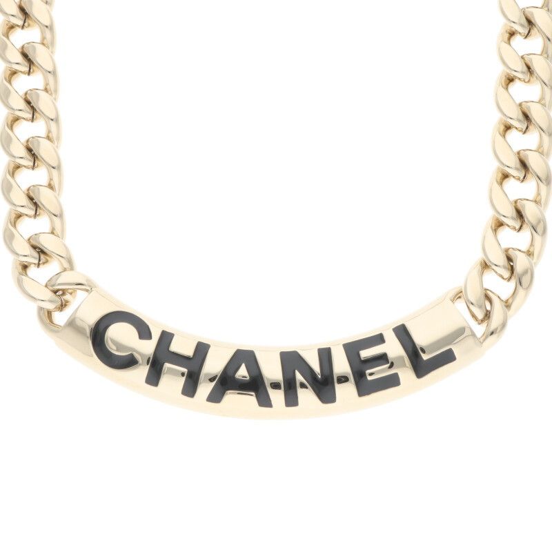 Chanel Logo Plate Chain Necklace Women