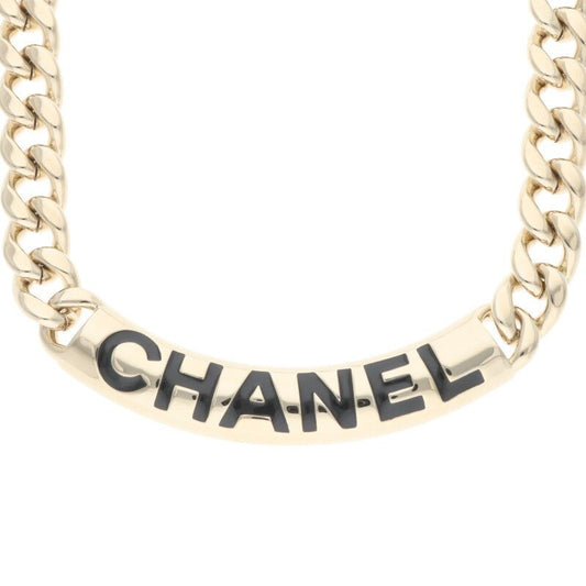 Chanel Logo Plate Chain Necklace Women