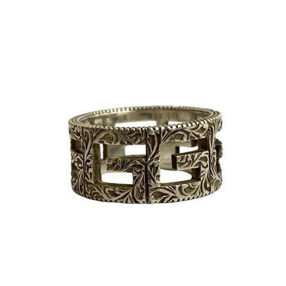 Gucci Square G Arabesque Silver 925 Ring No 18 Accessory Men's