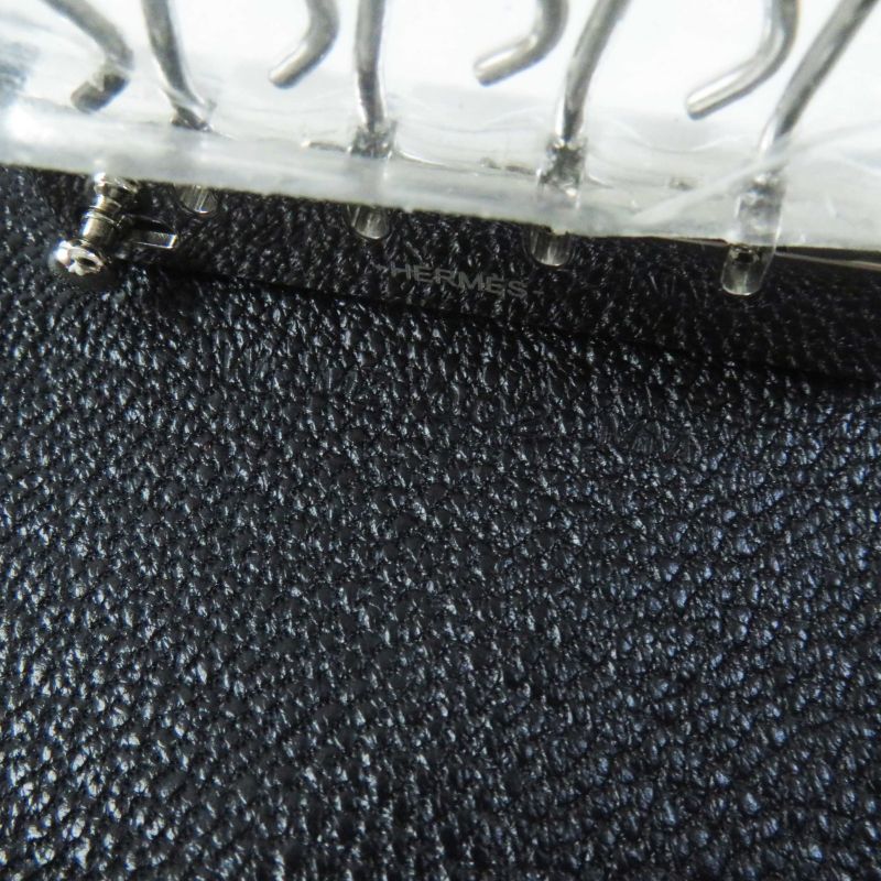 Hermes Bearn Silver Hardware Chèvre Key Case Black With W Engraved Box Made In