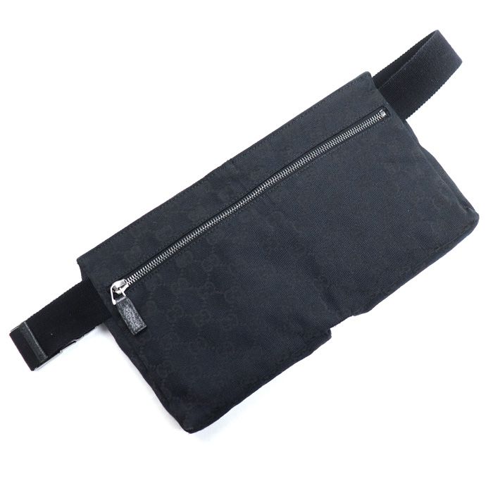 Gucci GG Canvas Belt Bag Waist Bag Black 28566 Body Bag Men's Preowned