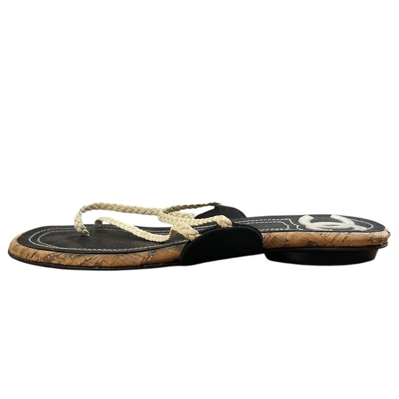 Good Chanel Coco Mark Strap Sandals Size 35 Approx 22cm (8.66in) Black Ladies
