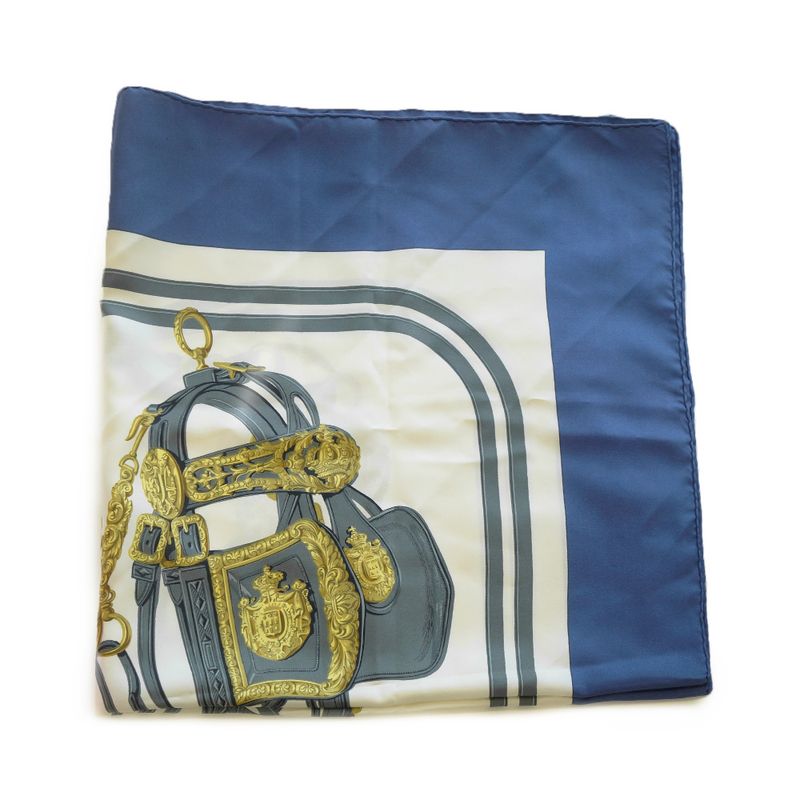 Hermes 001266s Carre 90 Brides De GALA Ceremonial Bridle Navy - 100%