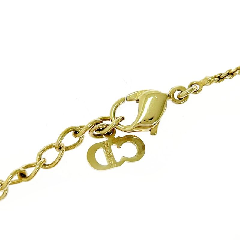 Christian Dior GP Rhinestone CD Logo Necklace Women's Gold 478557 Necklace