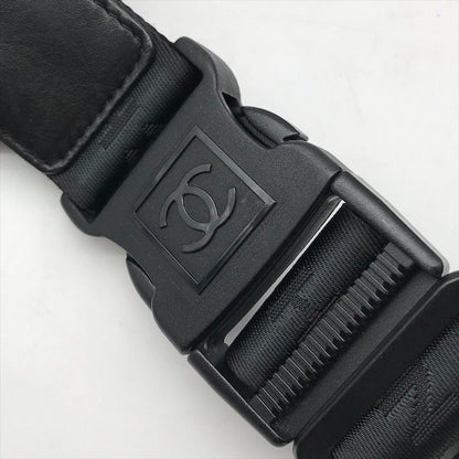 Chanel CC Logo Sports Waist Body Shoulder Bag Black Lame