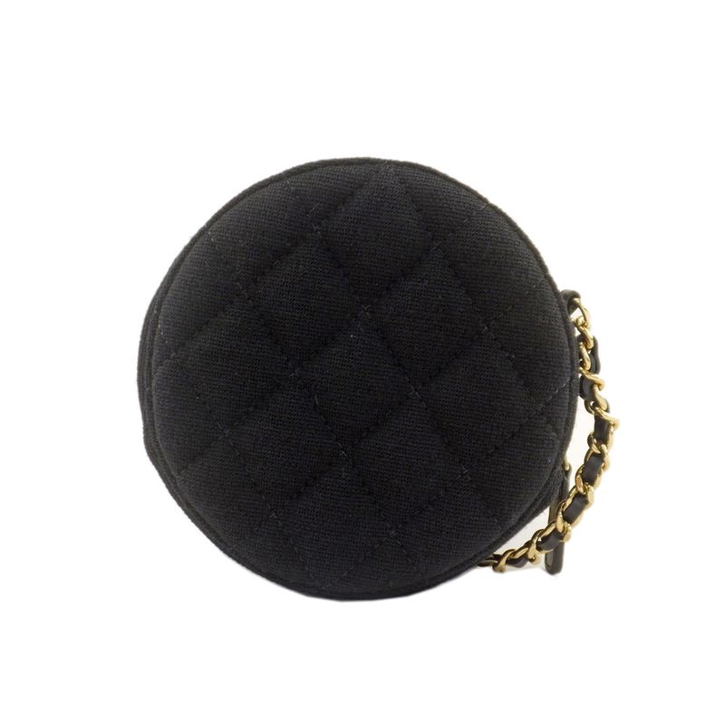 Chanel Round Chain Shoulder Cotton Round Shape Coco Mark Gold