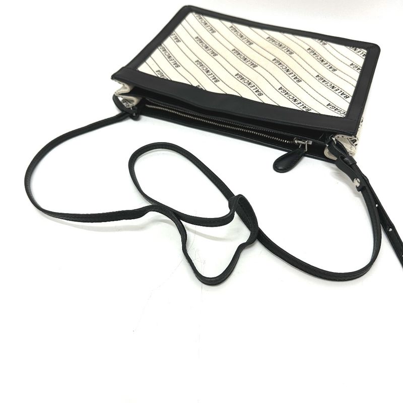 Balenciaga Shoulder Bag Total 528147 Leather / Canvas White And Black