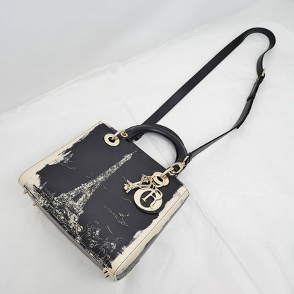 Lady dior Handbag Shoulder - Eiffel Tower 2024 Fall Collection Black