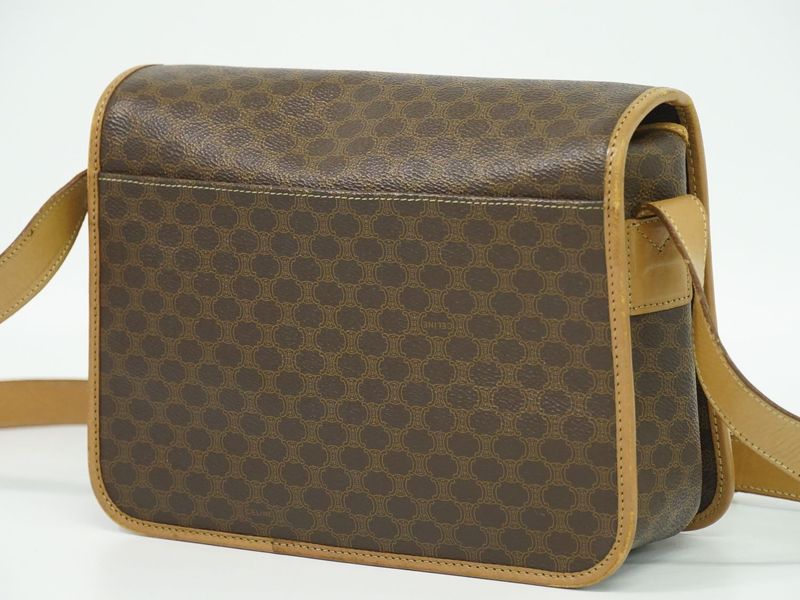 Authentic Celine Macadam Shoulder Bag Pochette PVC Brown Macadam Bag Pre-owned