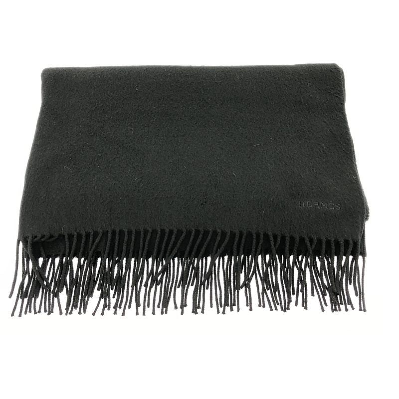 Hermes 100% Cashmere Fringe Large Shawl Scarf Unisex | Black | Men's