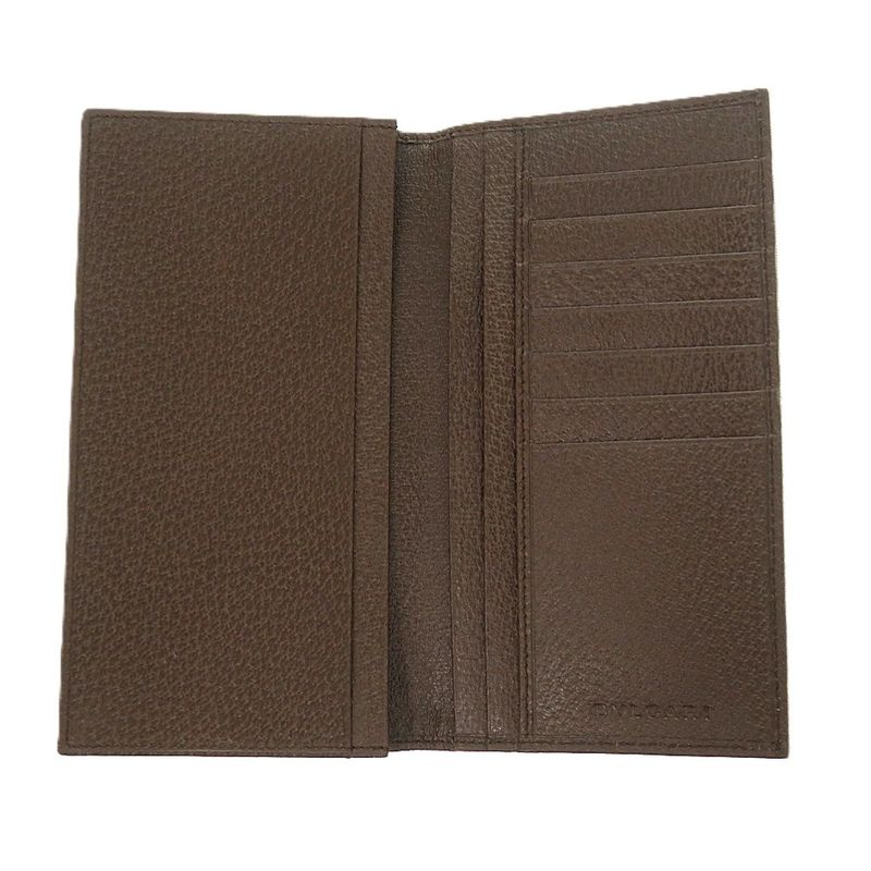 Bulgari Logomania Canvas Leather Beige Long Wallet Long Billfold Brown 1252