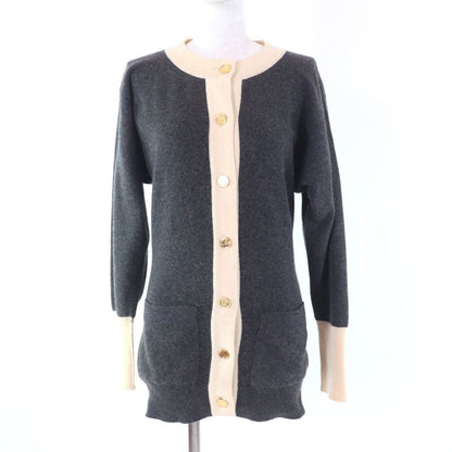 CHANEL Vintage 100% Cashmere Coco Mark Buttons Long Length Long Sleeves Knit