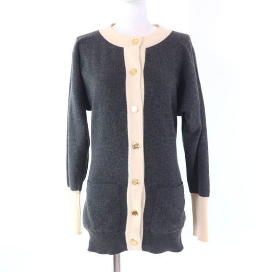 CHANEL Vintage 100% Cashmere Coco Mark Buttons Long Length Long Sleeves Knit