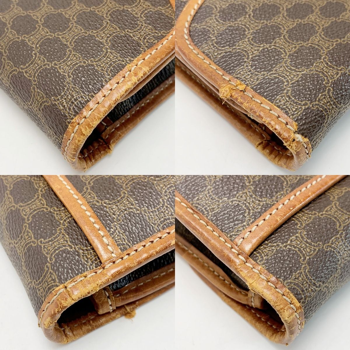 Celine Macadam Pattern PVC Vintage Brown Clutch Bag