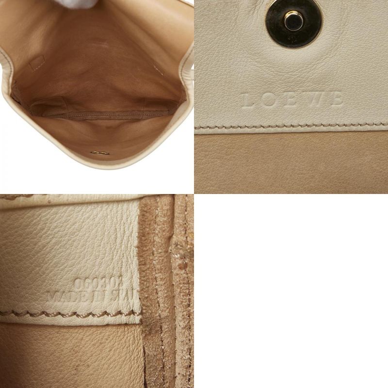 Loewe Anagram Crossbody Shoulder Bag Beige White Suede Leather Women's Loewe