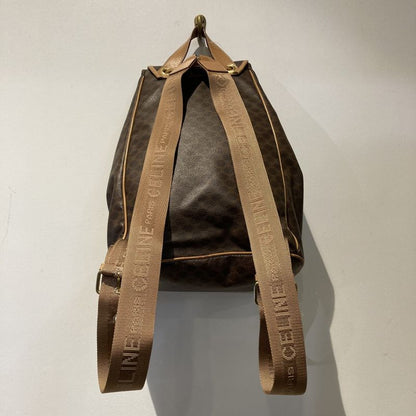Celine M16 1 OLD Macadam Pattern Tape Logo Leather Backpack Women Brown -